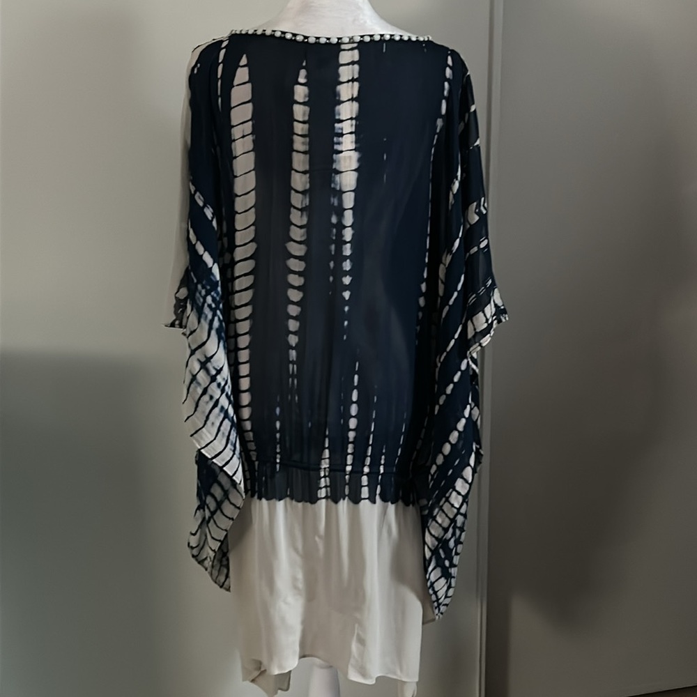 New Women's Debbie Katz South Beach Silk Beaded Kraftan Swimsuit Beach Coverup - Picture 6 of 12